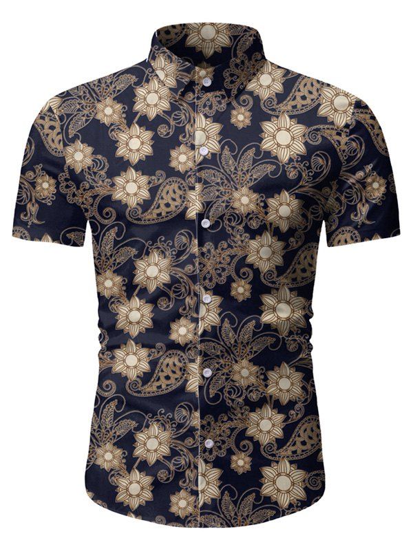 

Floral Paisley Pattern Short Sleeves Shirt, Oak brown