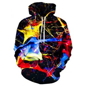 

Colorful Print Pouch Pocket Hoodie, Multi