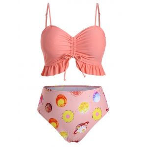 

Cinched Peplum Hem Funny Planet Plus Size Tankini Swimsuit, Pink