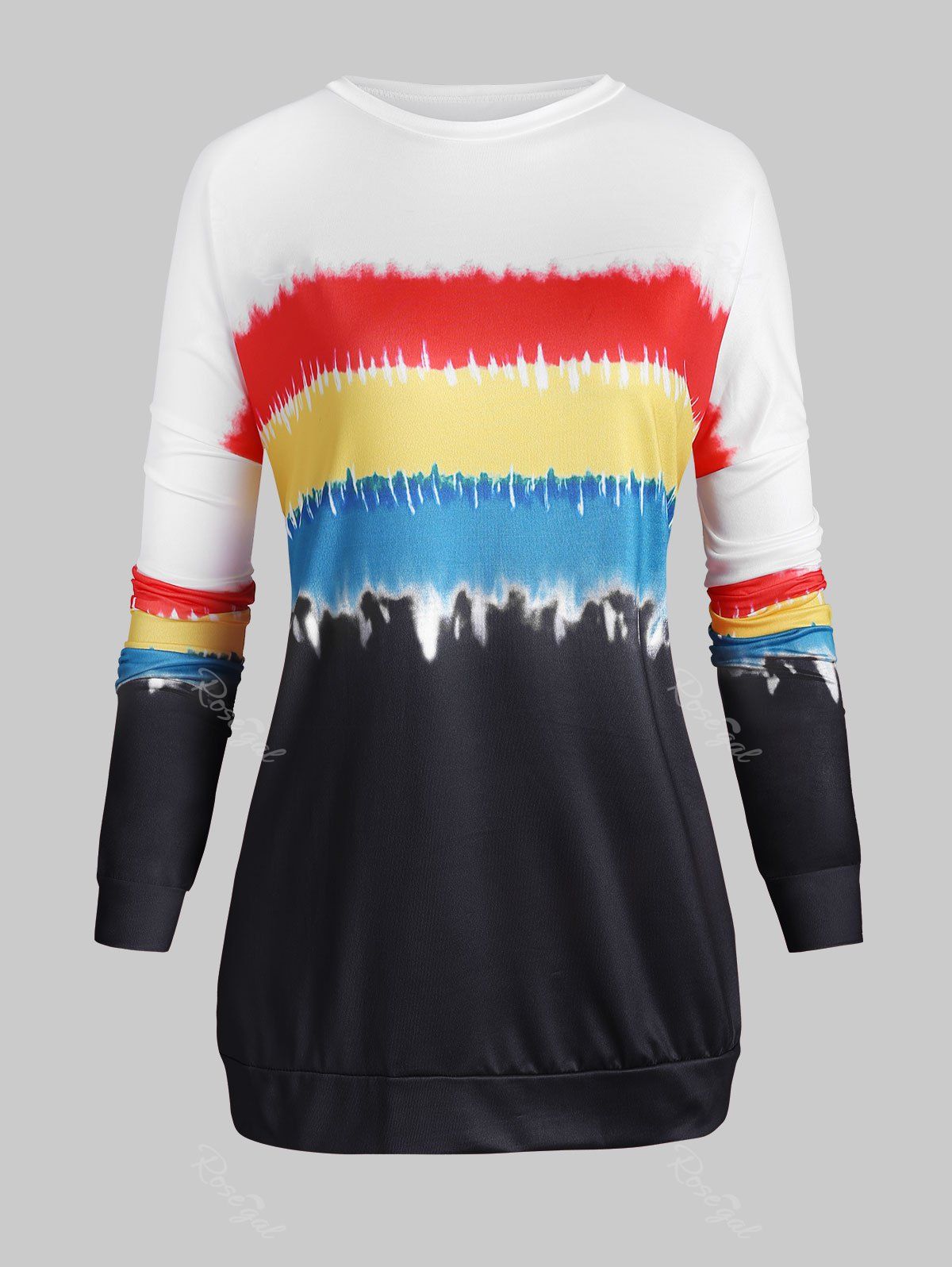

Tie Dye Colorblock Drop Shoulder Plus Size Top, Multi