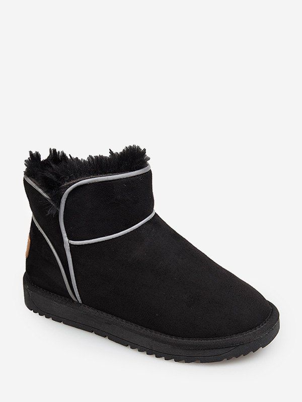 

Contrast Piping Faux Fur Snow Boots, Black
