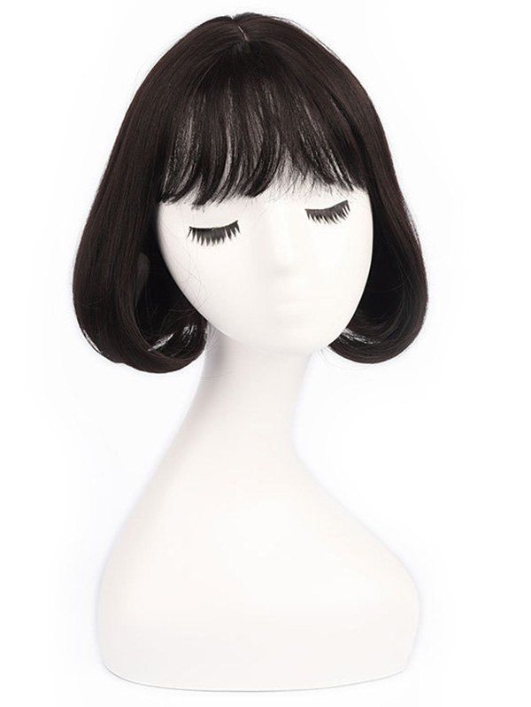 

See-through Bang Medium Straight Synthetic Bob Wig, Black