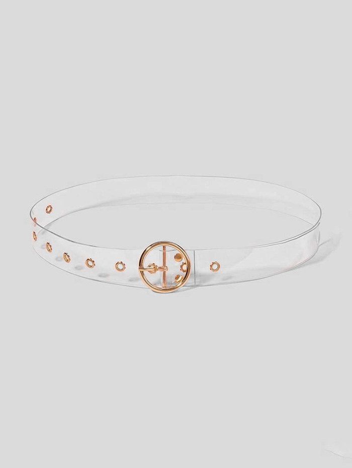 

Transparent Round Pin Buckle Dress Belt, Gold