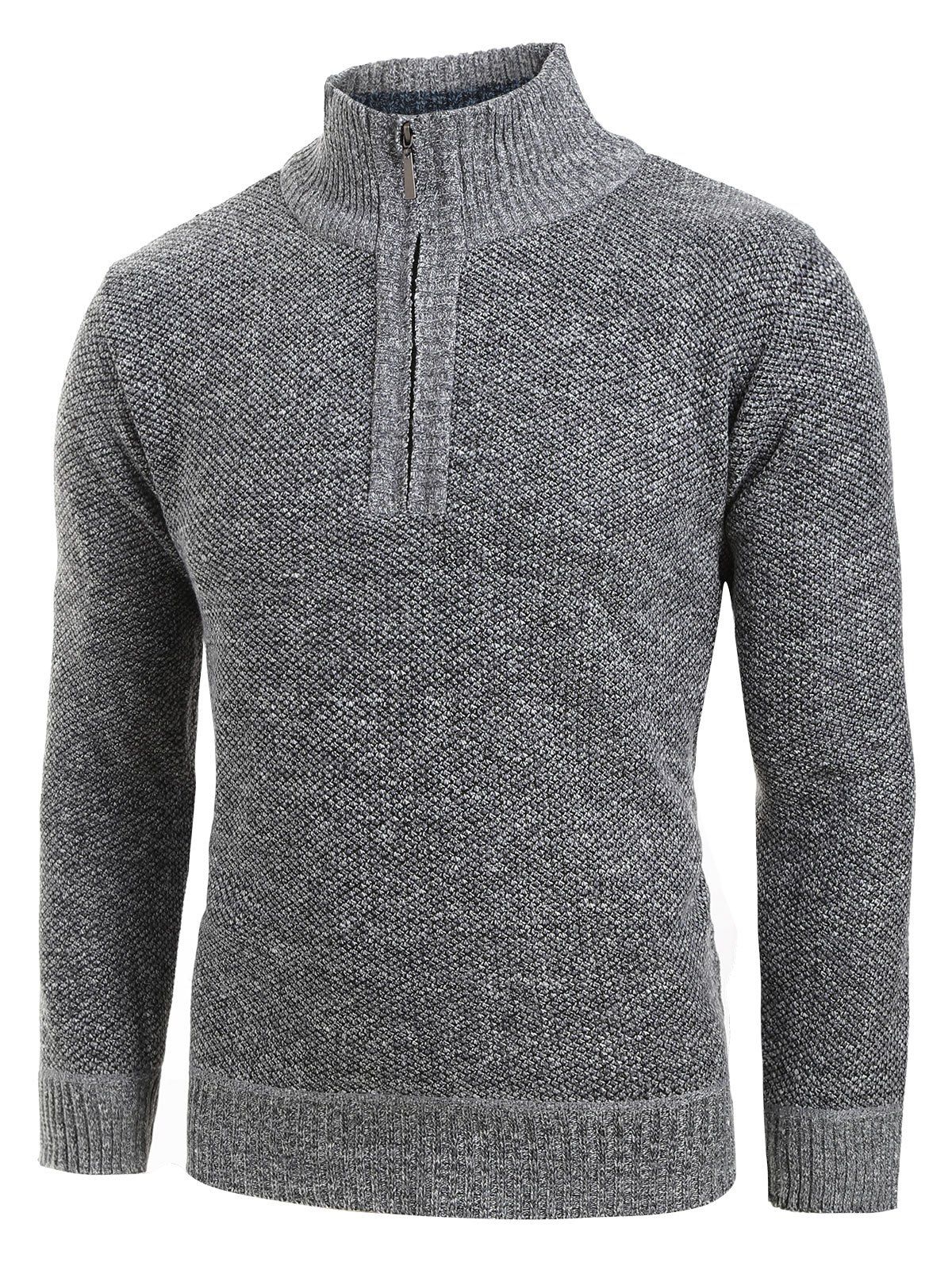 

Solid Color Quarter Zip Pullover Sweater, Dark gray