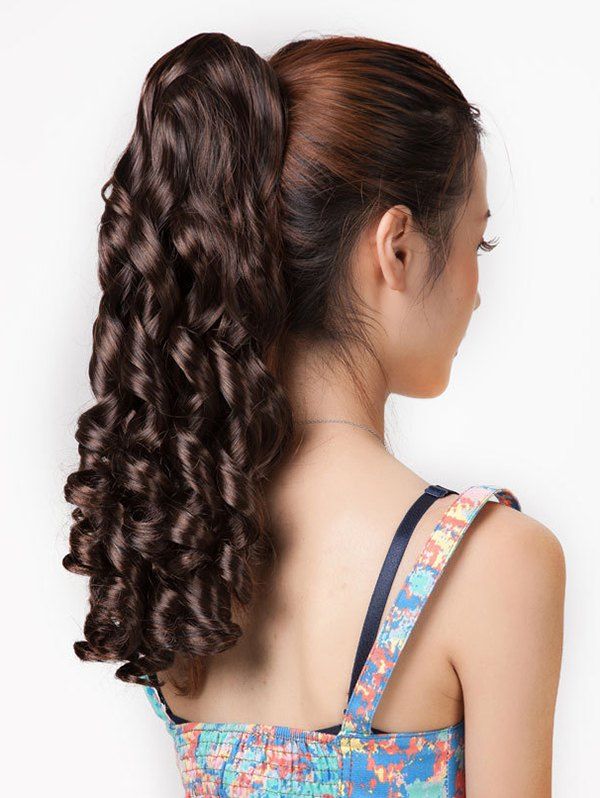 

Long Big Wave Synthetic Claw Ponytail, Light brown