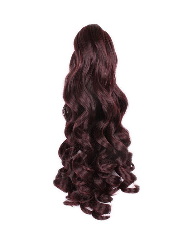 

Long Big Wave Synthetic Claw Ponytail, Red wine