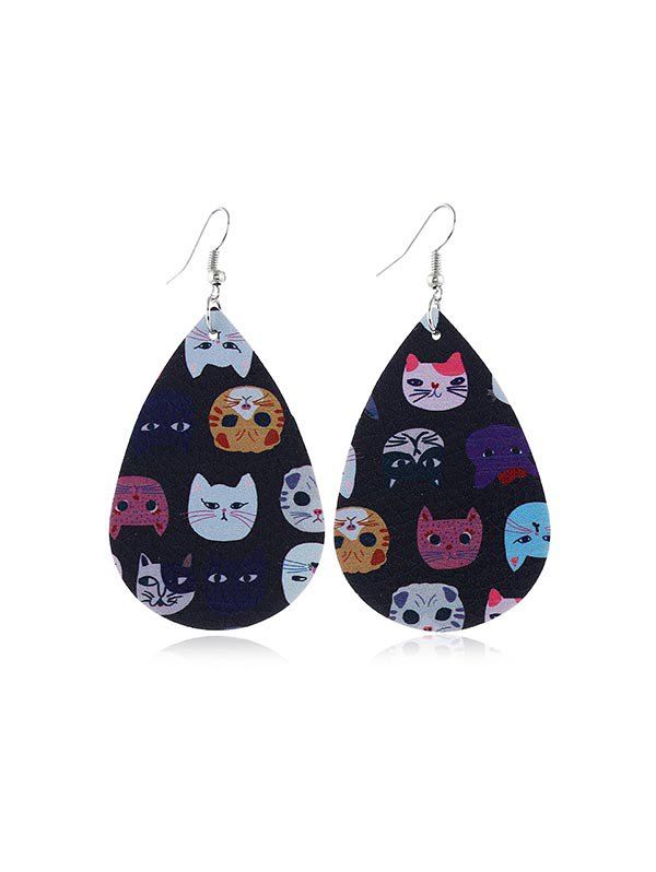 

Animal Pattern Teardrop Leather Earrings, Multi-b