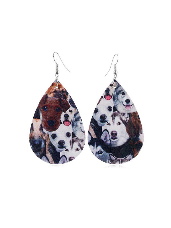 

Animal Pattern Teardrop Leather Earrings, Multi-c