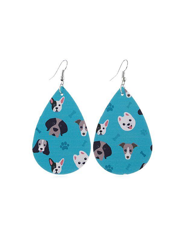 

Animal Pattern Teardrop Leather Earrings, Multi-e