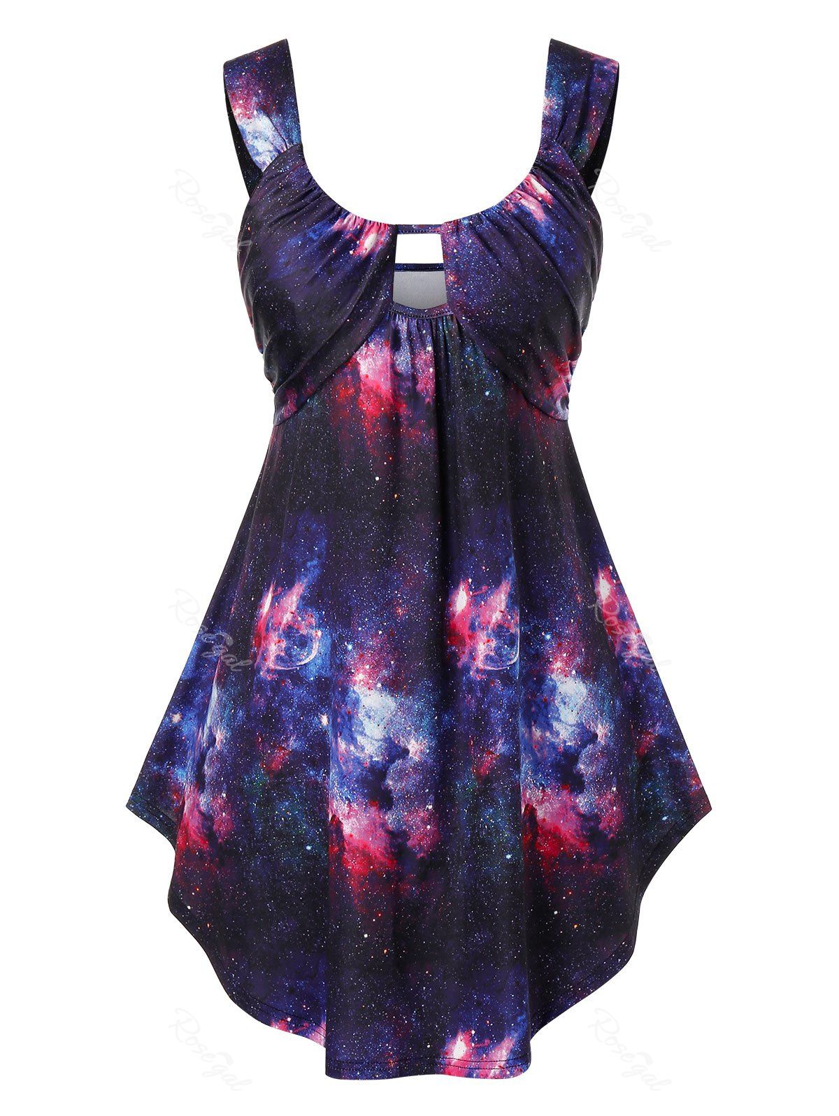 

Plus Size 3D Galaxy Tie Dye Print Tank Top, Multi
