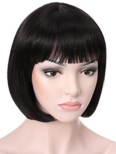 

Synthetic Short Full Bang Straight Bob Cosplay Wig, Black