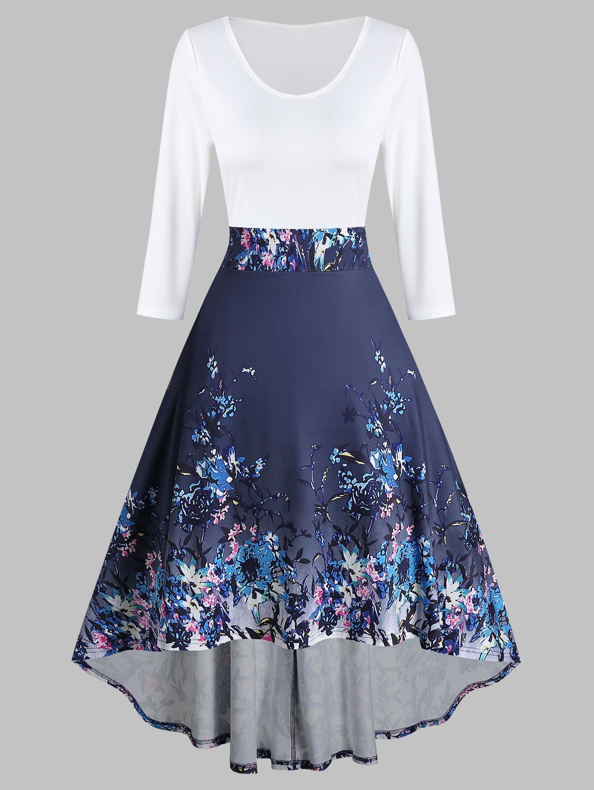 

Floral Print 2 in 1 High Low Dress, Multi-a