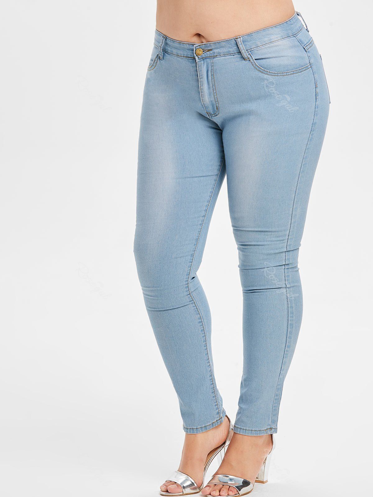 

Plus Size Basic Skinny Jeans, Blue gray
