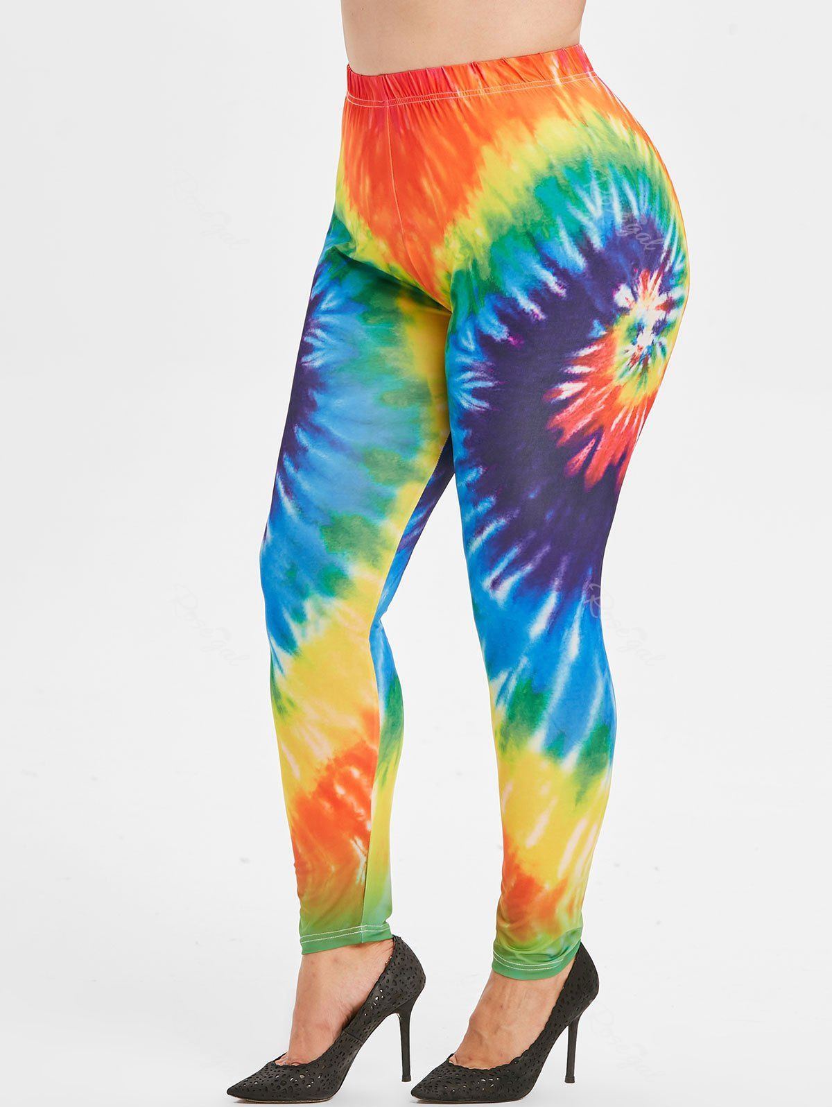 

Plus Size Spiral Tie Dye Print Leggings, Multi