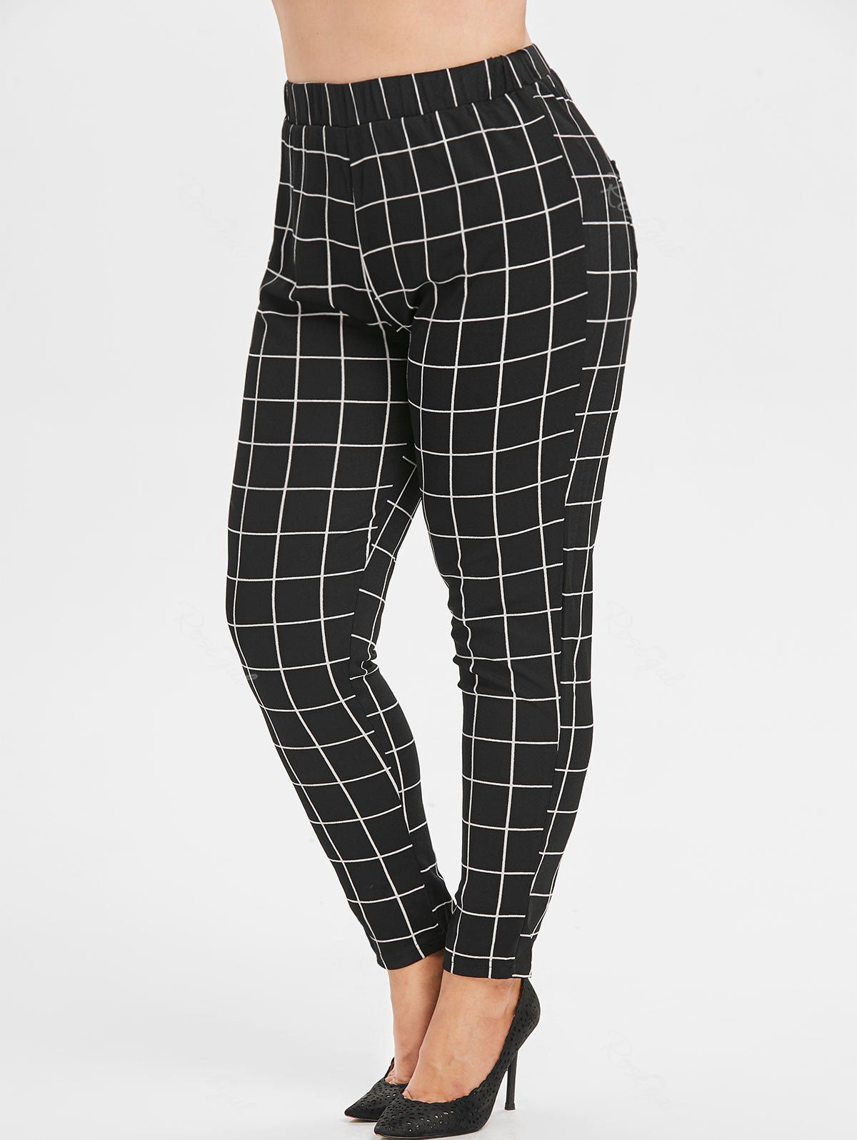 

Plus Size Grid Skinny Pants, Black