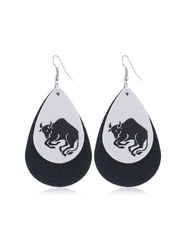 

Horoscope Leather Water Drop Earrings, Black