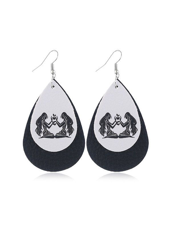 

Horoscope Leather Water Drop Earrings, Black