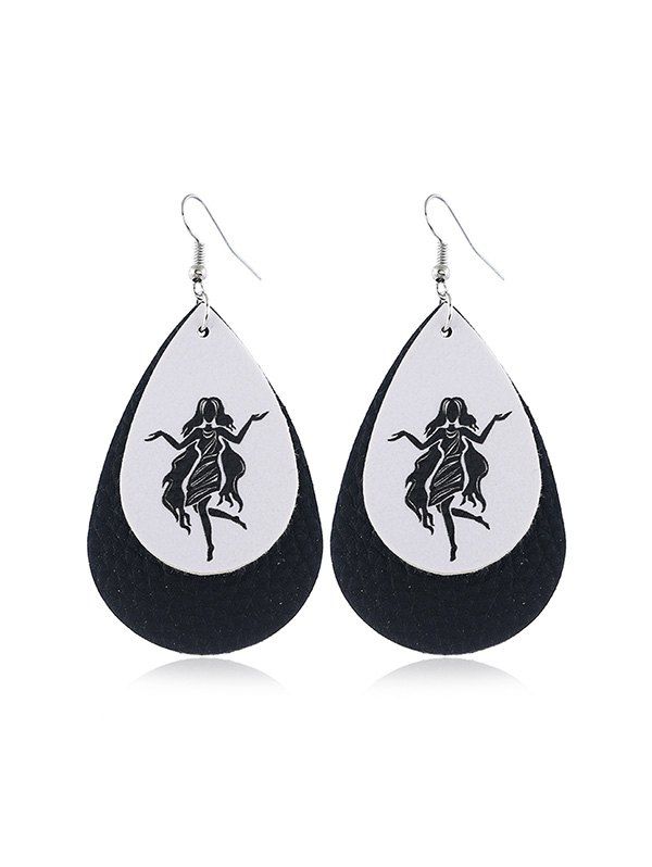 

Horoscope Leather Water Drop Earrings, Black
