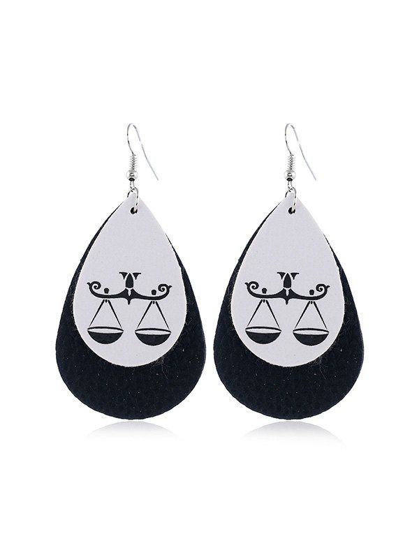 

Horoscope Leather Water Drop Earrings, Black
