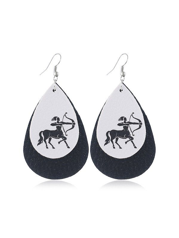 

Horoscope Leather Water Drop Earrings, Black