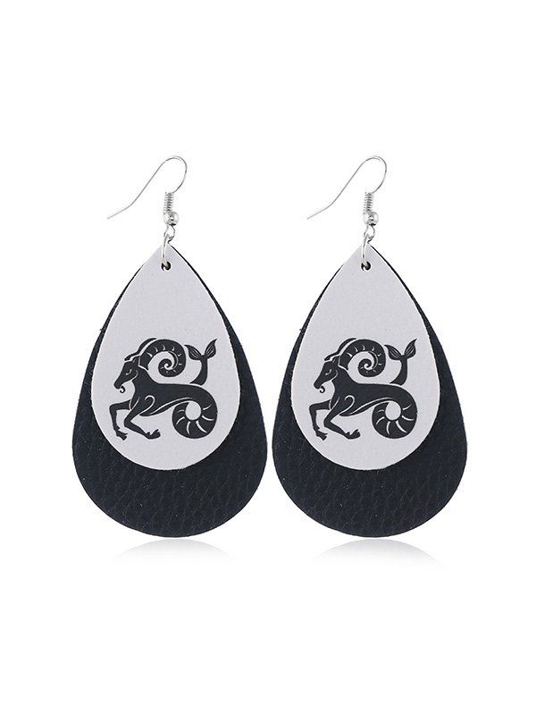 

Horoscope Leather Water Drop Earrings, Black