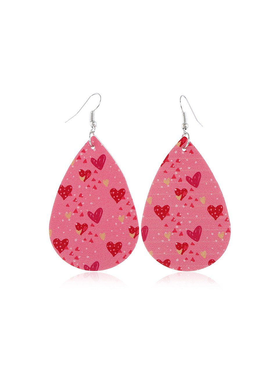 

Valentine's Lip Heart Leather Drop Earrings, Multi-c