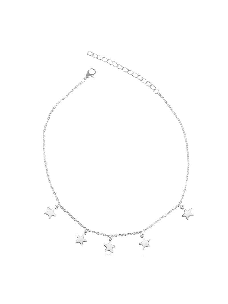 

Star Pendant Metal Chain Choker Necklace, Silver