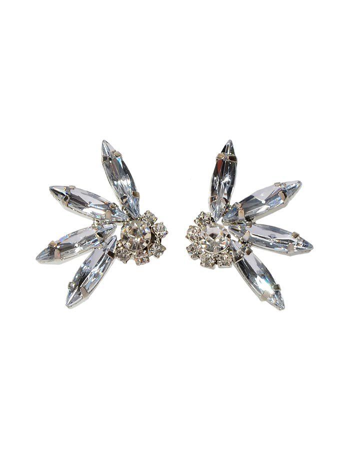 

Faux Diamond Floral Stud Earrings, Silver