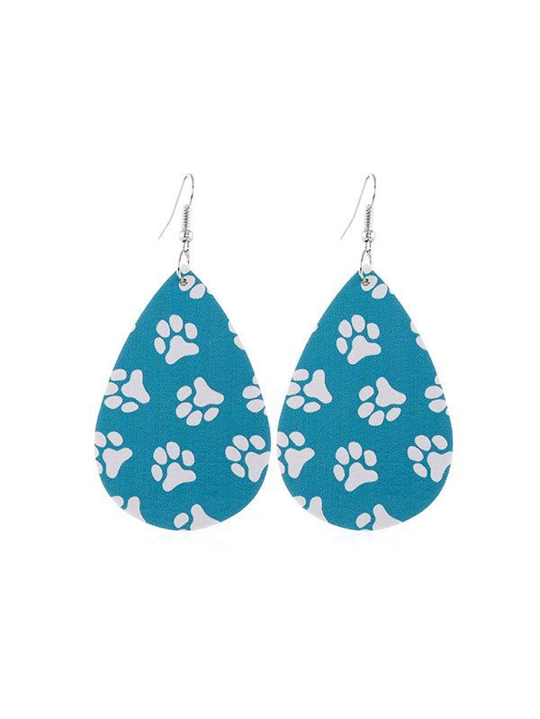 

Cat Claw Print Water Drop Earrings, Blue