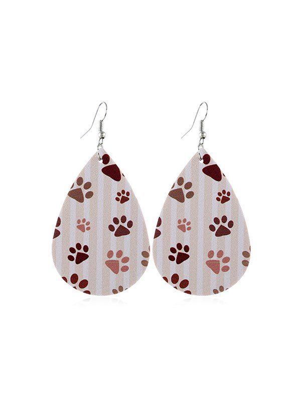 

Cat Claw Print Water Drop Earrings, Coffee