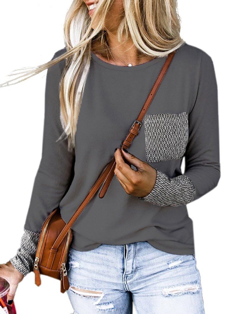 

Pocket Geo Pullover Knitwear, Gray