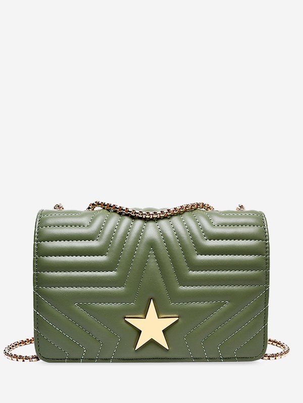 

Star Quilted Chain Cover Crossbody Bag, Dark sea green