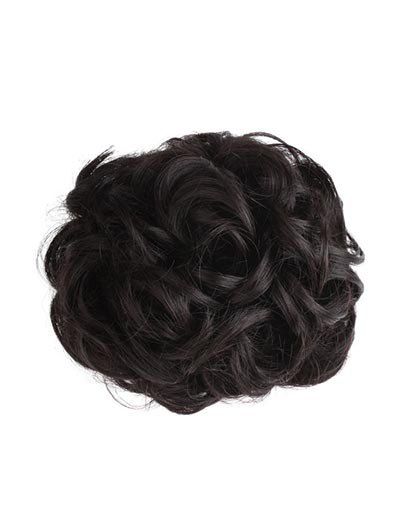 

Short Curly Synthetic Drawstring Hair Piece, Black eel