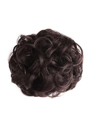 

Short Curly Synthetic Drawstring Hair Piece, Deep coffee