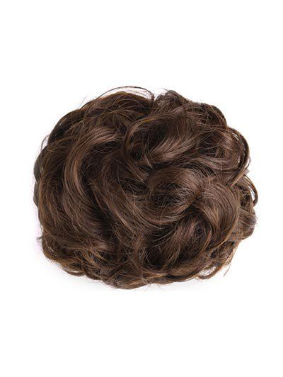 

Short Curly Synthetic Drawstring Hair Piece, Brown bear