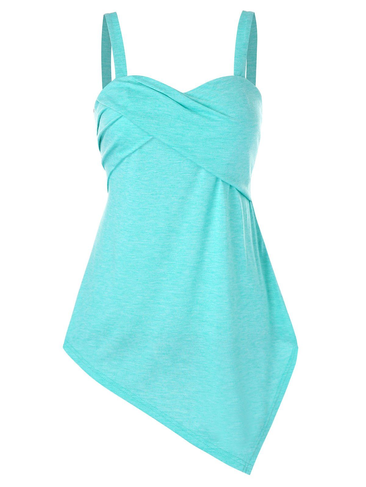 

Heathered Asymmetric Crossover Tank Top, Celeste
