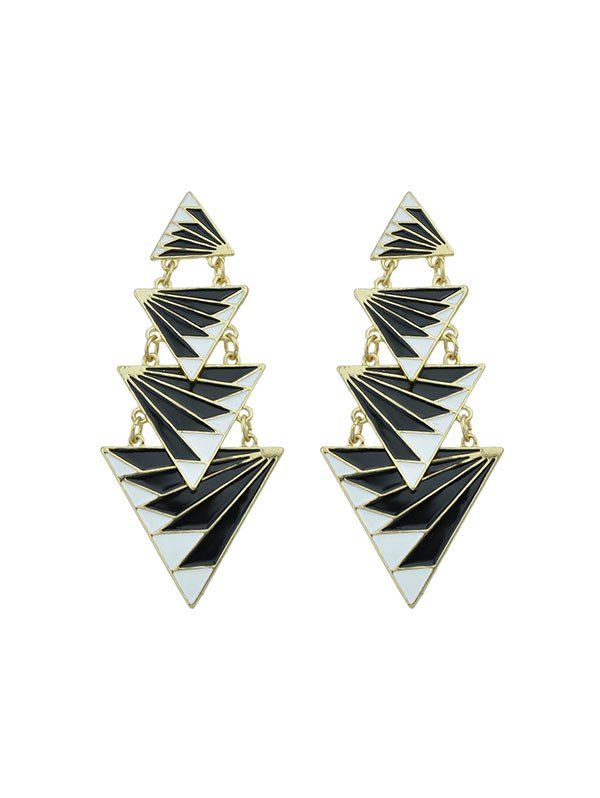 

Layered Triangle Drop Earrings, Black
