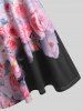 Plus Size Lace Panel Cutout Floral T Shirt -  