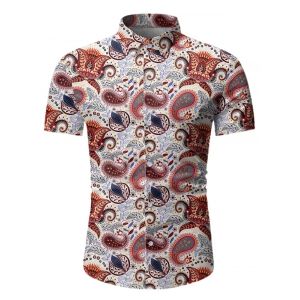 

Paisley Leaf Pattern Short Sleeves Shirt, White