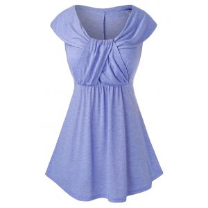 

Plus Size Empire Waist Crossover Tank Top, Purple mimosa