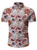 Paisley Leaf Pattern Short Sleeves Shirt -  