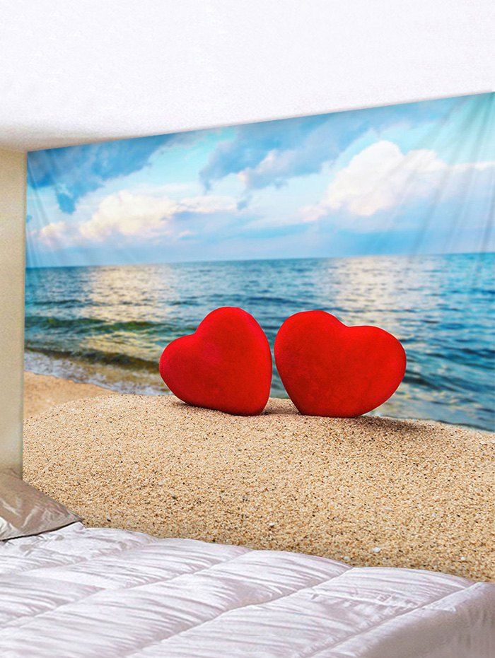 

Beach Love Heart Print Tapestry, Multi