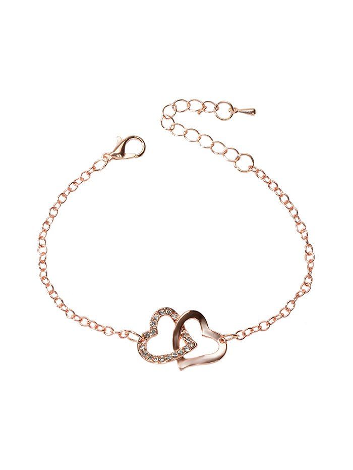 

Rhinstone Hearts Valentine Charm Bracelet, Rose gold