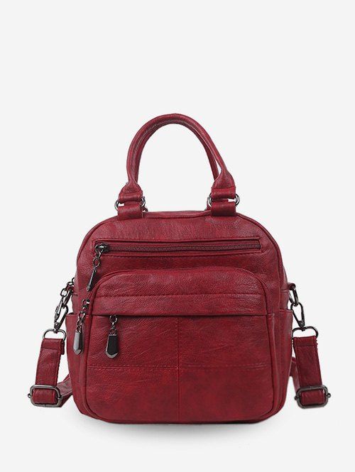 

Solid Casual Soft Leather Shoulder Bag, Red wine