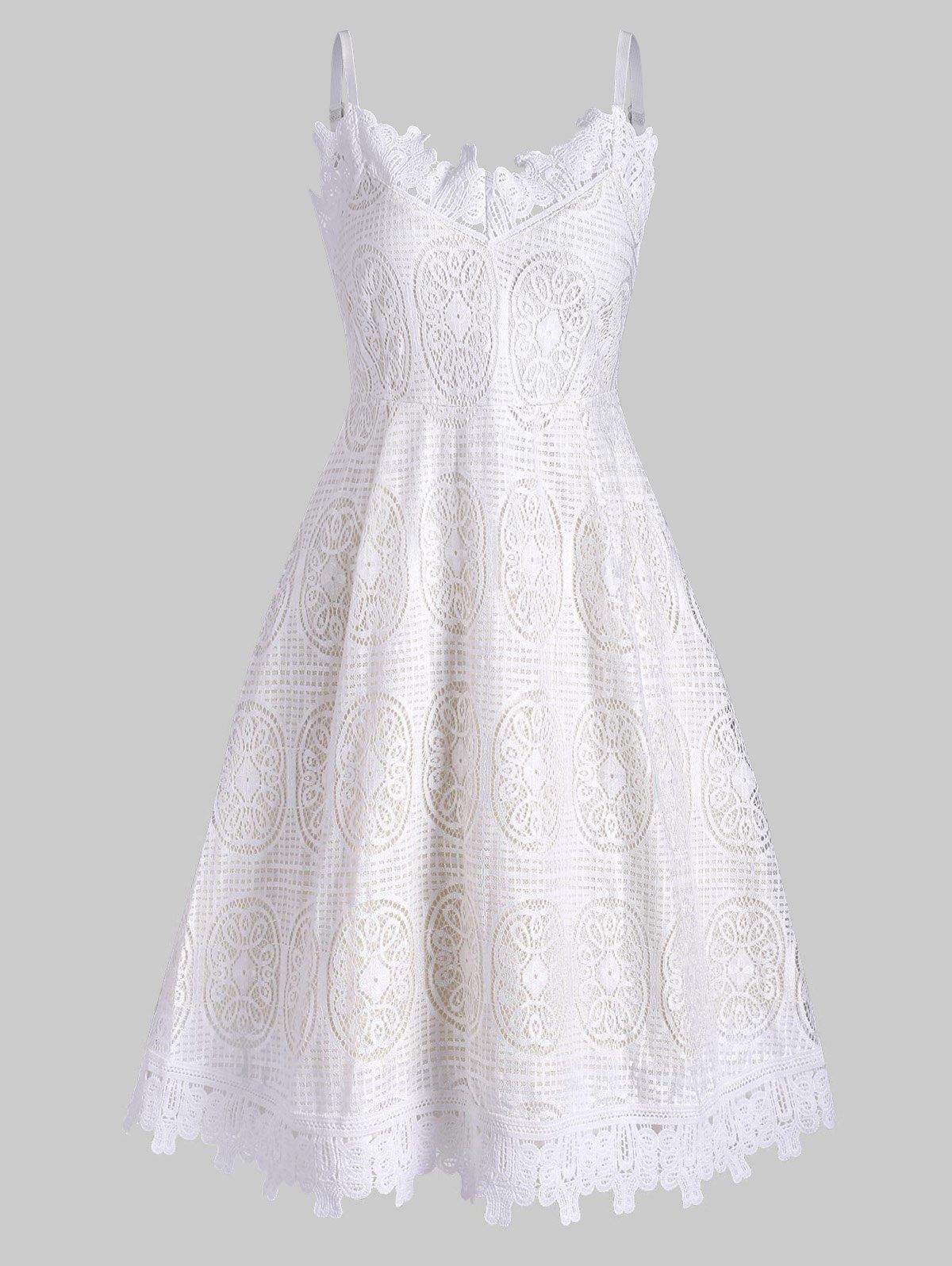 

Lace Solid Cami Dress, White