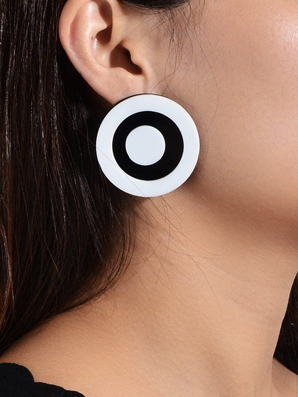 

Round Simple Acrylic Stud Earrings, Black