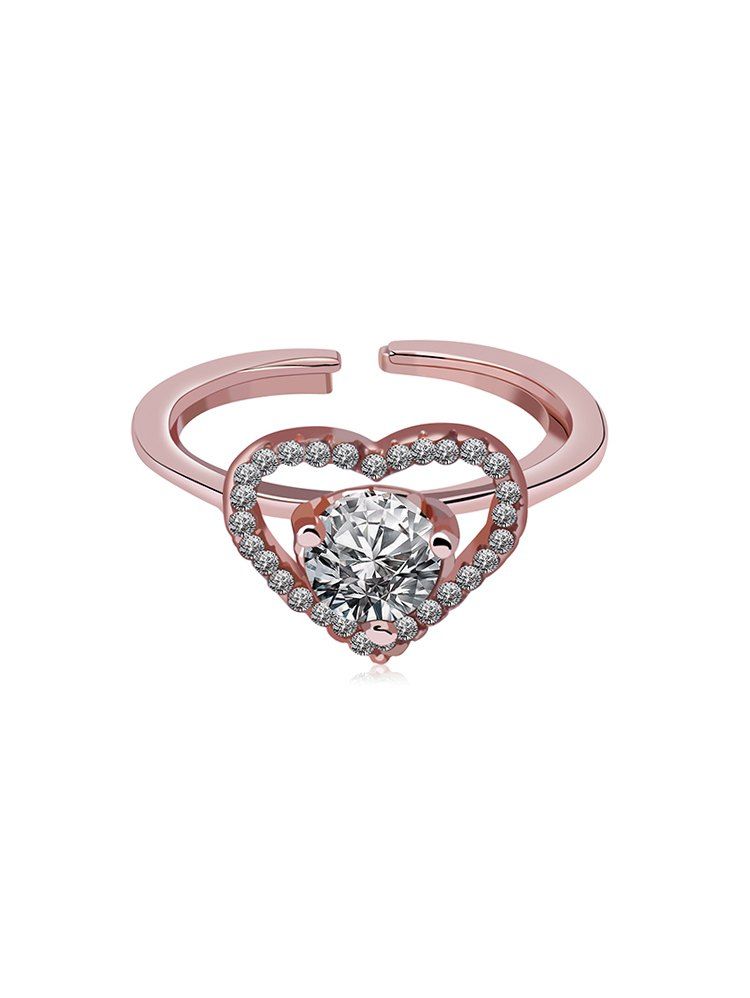

Valentine Rhinestone Heart Shape Cuff Rings Set, Rose gold