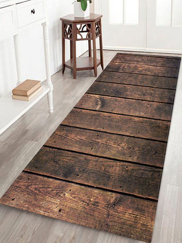 

Retro Wood Board Pattern Water Absorbing Area Rug, Multi