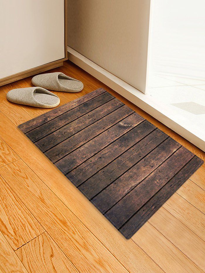 

Retro Wood Board Pattern Water Absorbing Area Rug, Multi