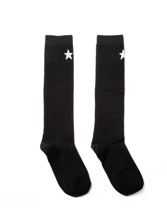

Sports Star Pattern Knee High Socks, Black